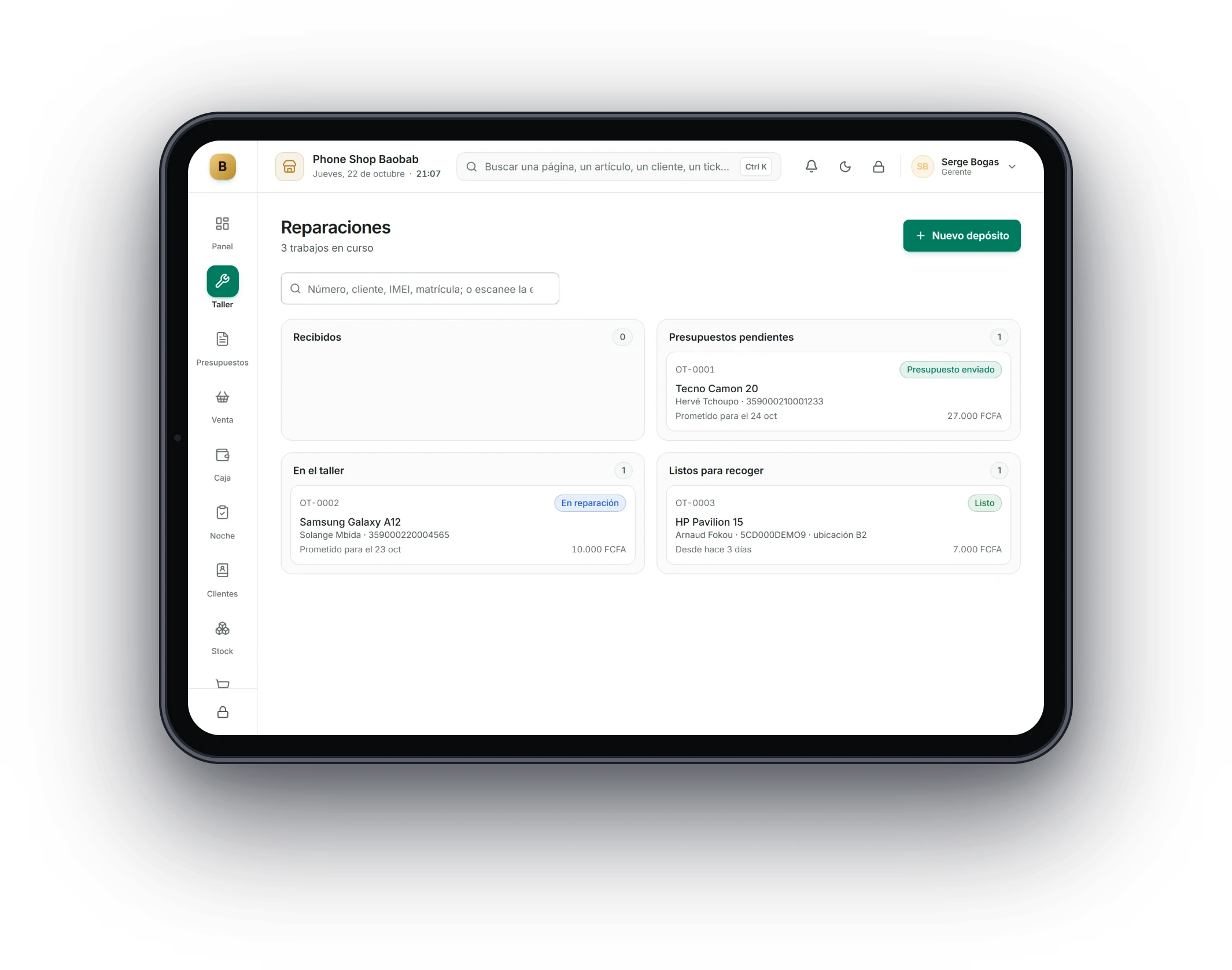 Bogas POS en una tableta: Telefonía y electrónica