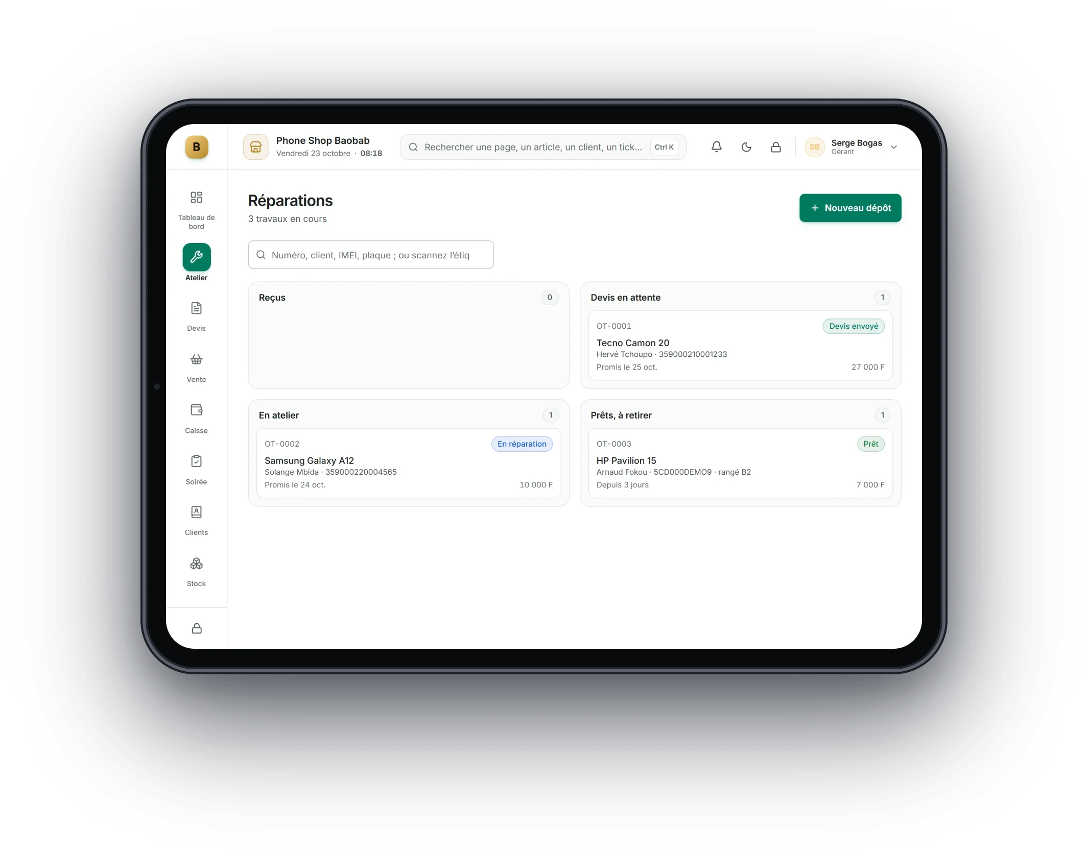 Bogas POS sur tablette : Téléphonie et électronique