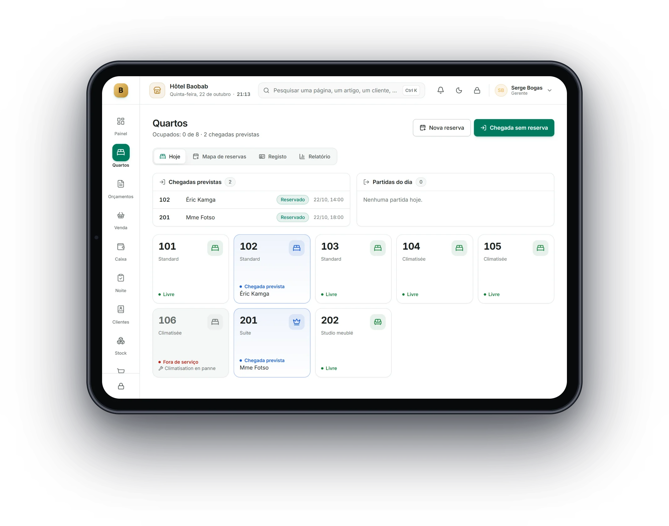 Bogas POS num tablet: Hotéis e alojamento