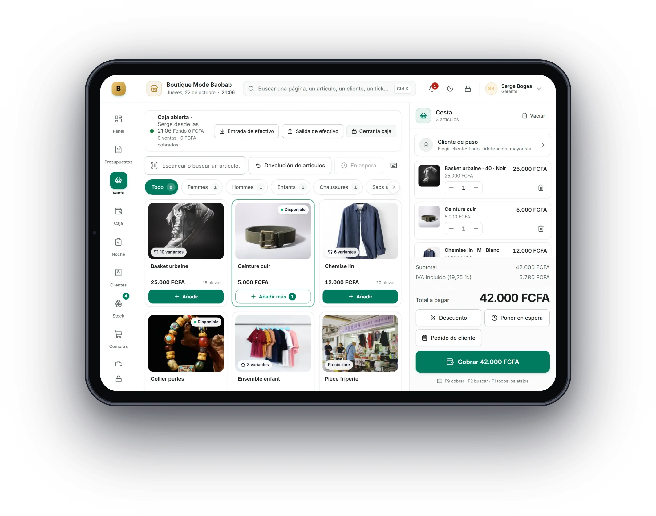 Bogas POS en una tableta: Moda y confección